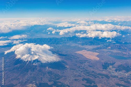 Aerial view of the beautiful Mt. Fuji