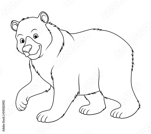 Brown Bear Cartoon Animal Illustration BW
