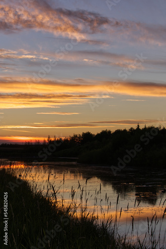 Fototapeta Naklejka Na Ścianę i Meble -  Summer Sunset at Pylypow Wetlands