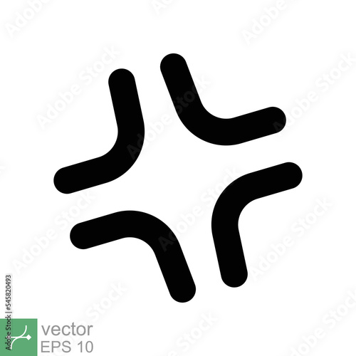 Anger symbol icon. Simple solid style. Black angry sign, cartoon emoticon sticker concept. Glyph vector illustration isolated on white background. EPS 10.