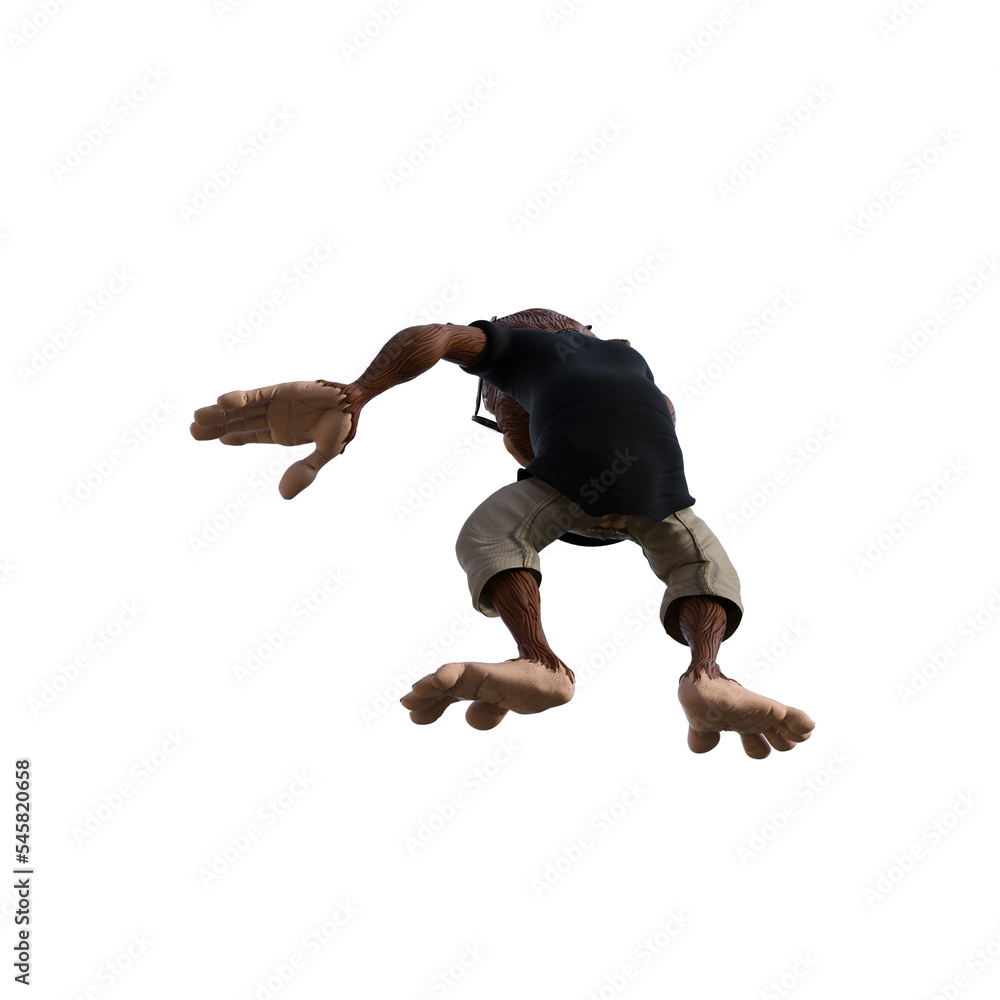 Toon Monkey poses for your composition. Monkey character isolated on white background with alpha mask for quick isolation for your composite work. 3D rendering - illustration. Toon Monkey poses for your composition. Monkey character isolated on white background with alpha mask for quick isolation for your composite work. 3D rendering - illustration.