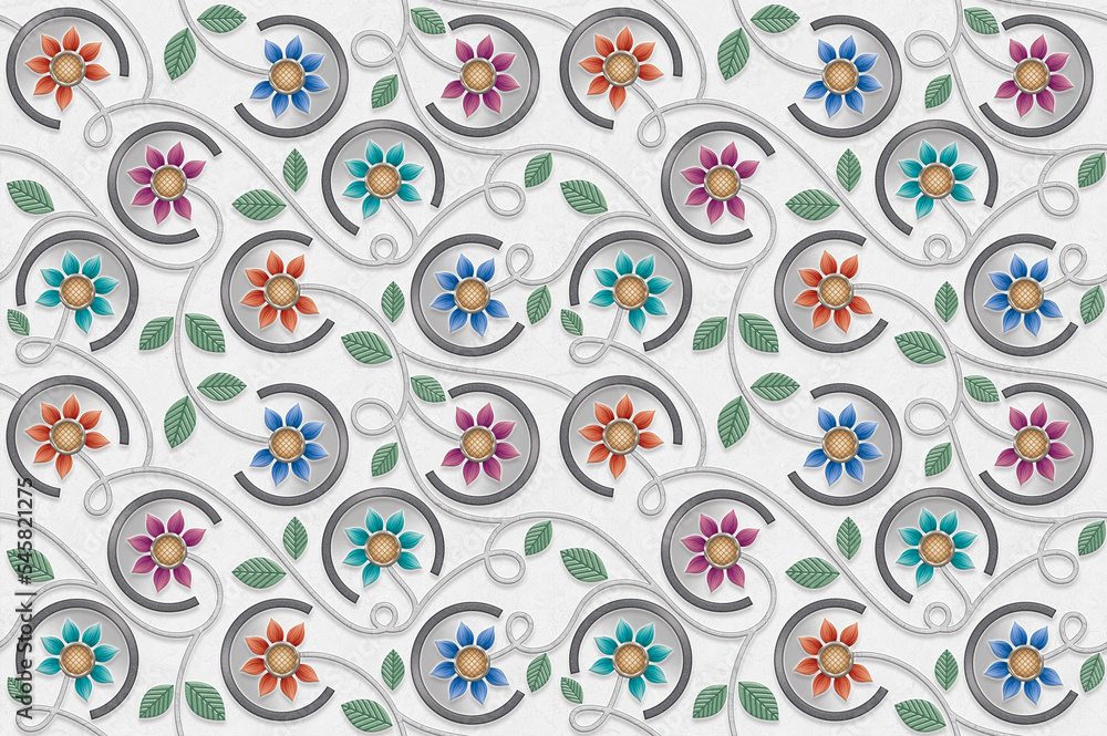 Seamless Ceramic Wall tiles design Flower Wallpaper design Pattern