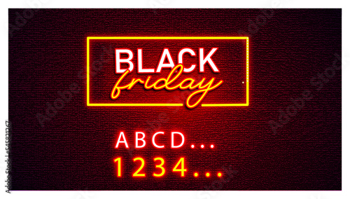 Black Friday Lettering Neon Sign Text
