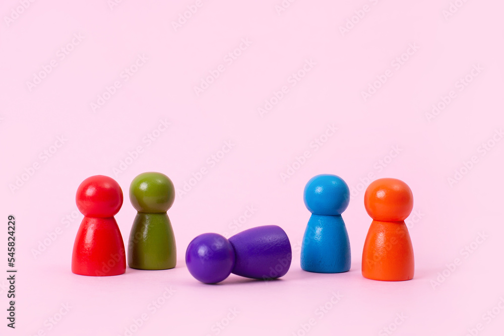 Obraz premium Business people communication. Young people community, group. Colorful society different people concept. Multiracial team toy.