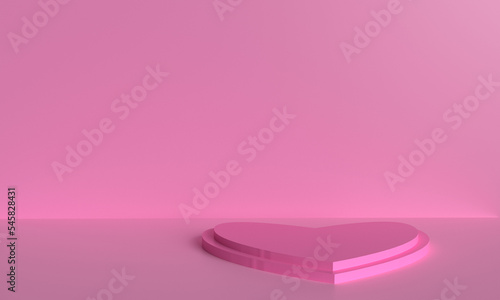 pink red heart love background wallpaper copy space symbol decoration happy valentine 14 fourteen february month wedding engagement romantic podium stage showcase studio product celebration.3d render