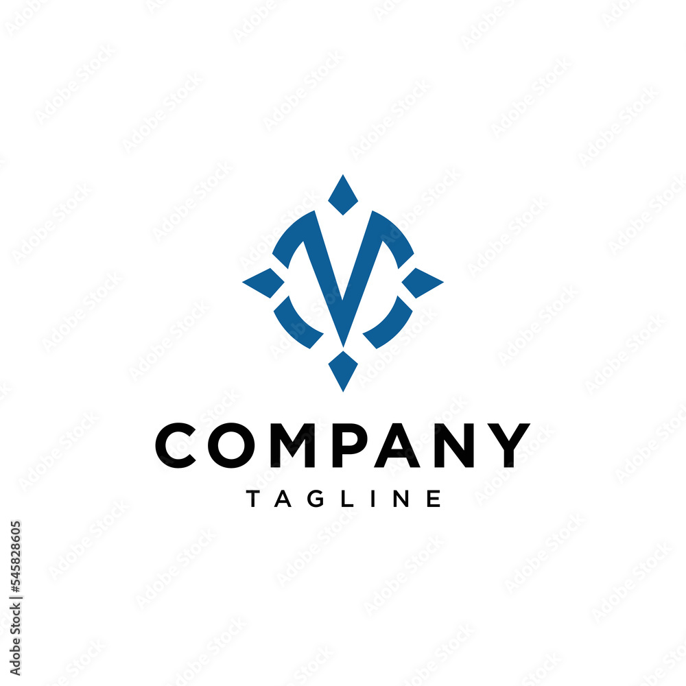 Obraz premium Letter M compass logo vector template