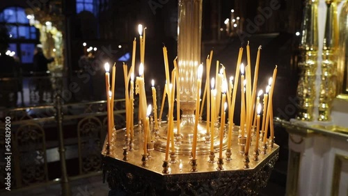 candles in an Orthodox church in front of an icon