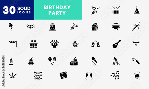 Icon Solid pack Party, birthday, celebration, gift, congratulation, happy and much more. editable file, Glyph icon style © ahmadfaiz