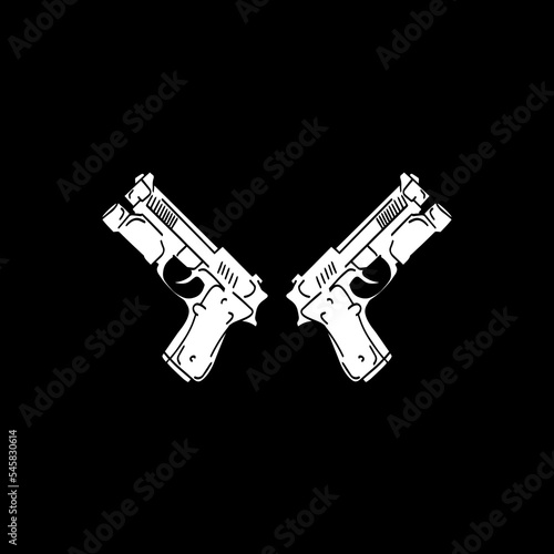 two gun hand drawn vector illustrative
