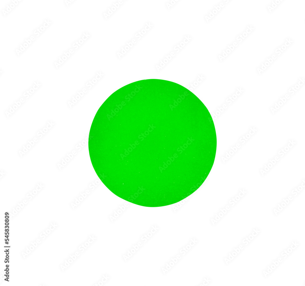 Green sticker adhesive circle paper label pattern isolated on white background , clipping path