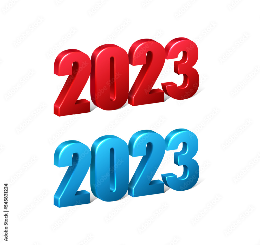 3d realistic vector icon. Happy new year 2023 numbers. 3d realistic vector icon. Happy new year 2023 numbers.