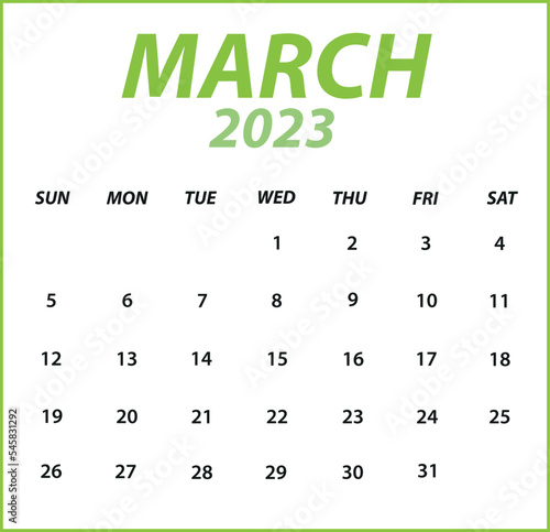 Vector de calendario de marzo 2023