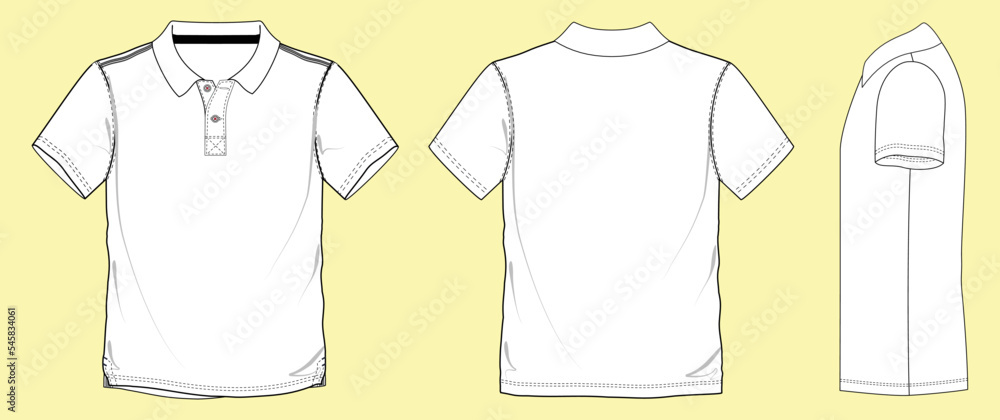 White polo shirt side view best sale