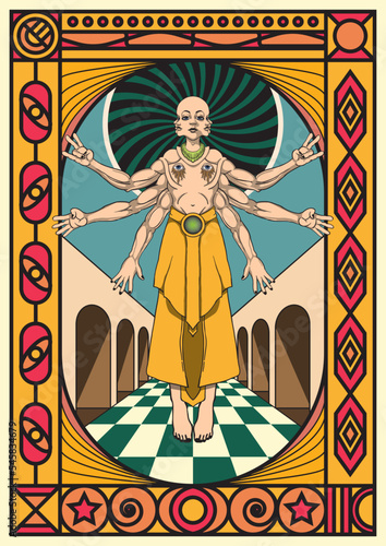 colorful retrograde psychedelic art the scientist object poster