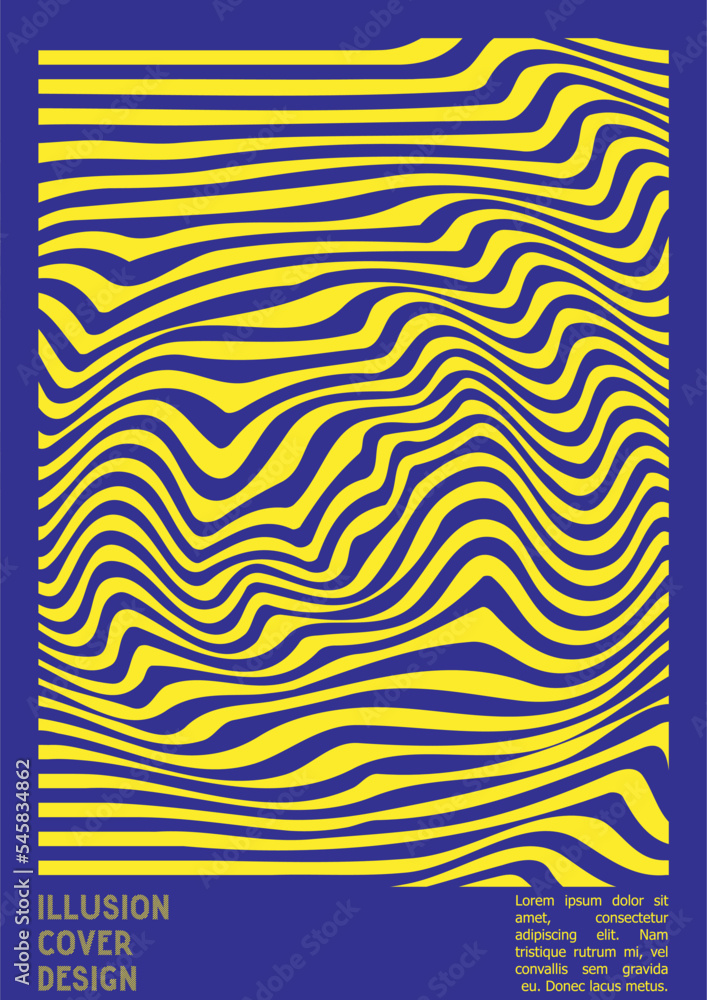 Geometrical Poster Design with Optical Illusion Effect. Modern Psychedelic Cover Page Collection. Colourful Wave Lines Background. Fluid Stripes Art. Swiss Design. Vector Illustration for Brochure. Geometrical Poster Design with Optical Illusion Effect. Modern Psychedelic Cover Page Collection. Colourful Wave Lines Background. Fluid Stripes Art. Swiss Design. Vector Illustration for Brochure.