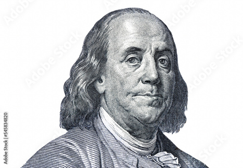 Benjamin Franklin portrait from one hundred american dollars photo