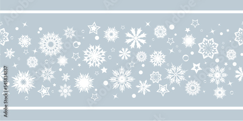White and grey seamless snowflake pattern  Christmas design .