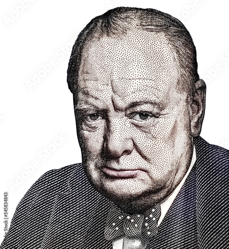 Sir Winston Churchill portrait from British five pounds sterling banknote photo