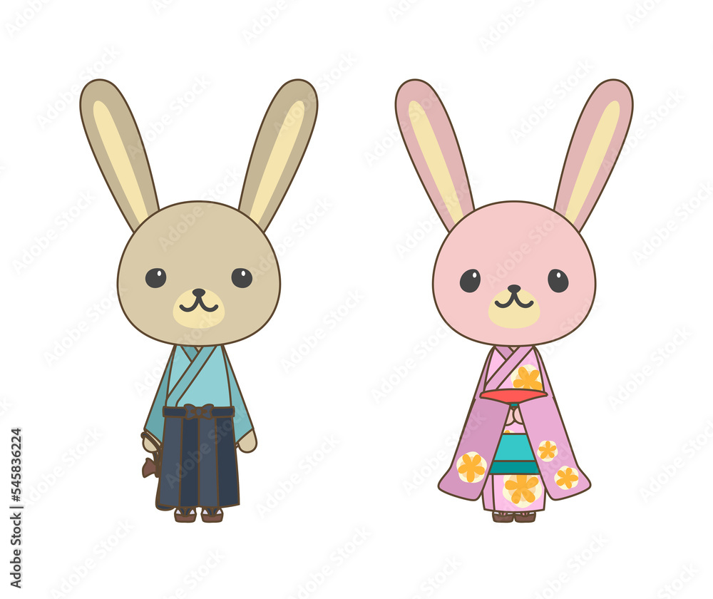 晴れ着ウサギの立ち姿
晴れ着ウサギの立ち姿