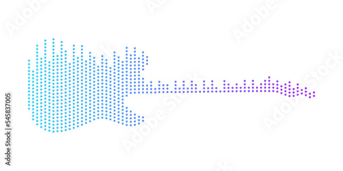 Foto Electric guitar shape by equalizer strip dotted line pattern colorful gradient blue purple isolated on transparent background
