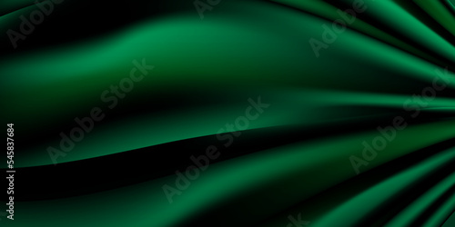 Silky emerald green background abstract wavy elements for presentation background design.