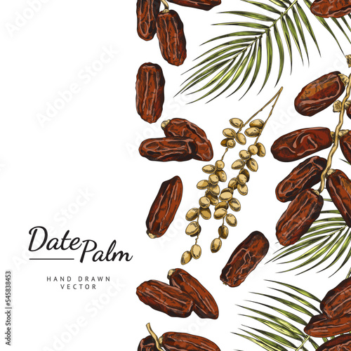 Card or banner with dates on side edging, sketch vector illustration isolated.
