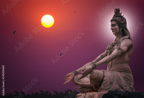 Canvastavla Hindu god Shiva sculpture sitting in meditation