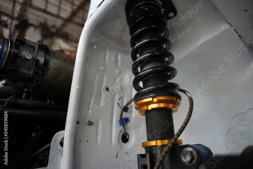 Race car's suspension details