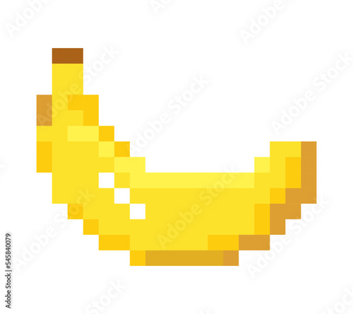 Ripe banana fruit, pixelated design for 8 bit game