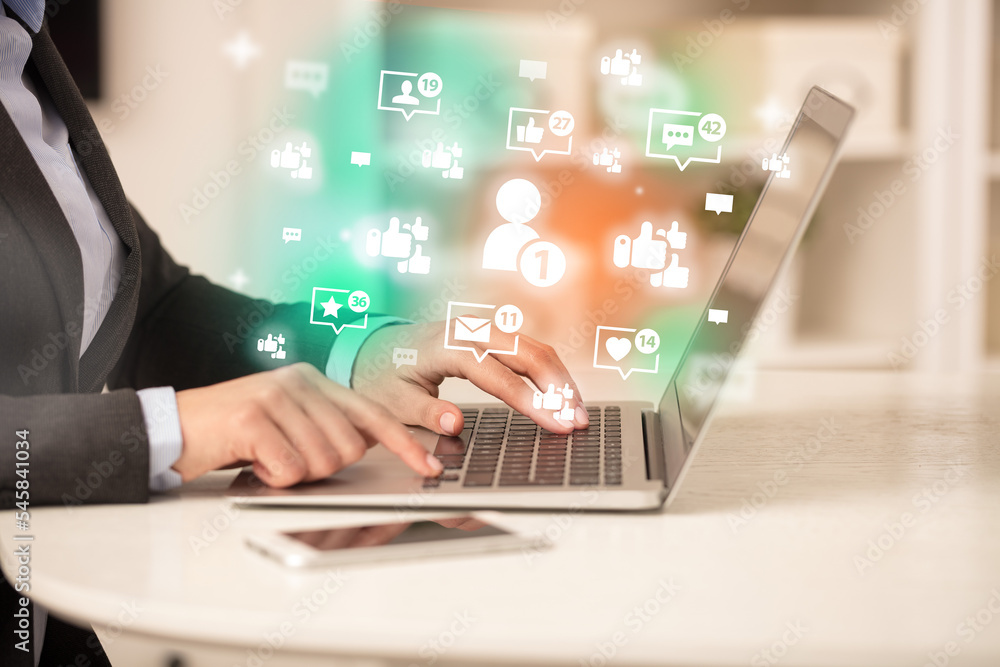 Young person surfing on social media network Young person surfing on social media network