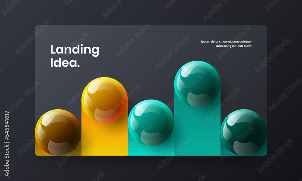 Amazing 3D balls catalog cover concept. Unique website design vector illustration.