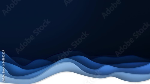 Paper cut background. Abstract realistic paper decoration for design textured with cardboard wavy blue layers. 3d Relief. Carving art. Cover layout design template 3d rendering