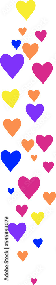Flying hearts on transparent background. Love likes emotions for social media. Positive reaction and feedback.