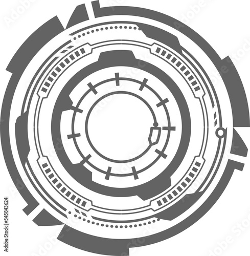 HUD futuristic element. Abstract optical aim. Circle geometric shapes for virtual interface and games. Camera viewfinder for sniper weapon. 