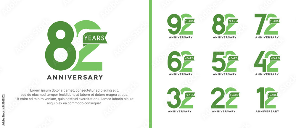 set of anniversary logo style green color on white background for special moment set of anniversary logo style green color on white background for special moment