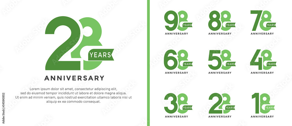 set of anniversary logo style green color on white background for special moment set of anniversary logo style green color on white background for special moment
