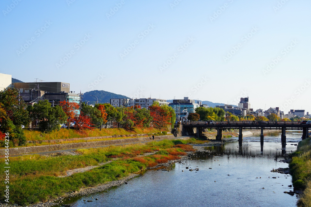 京都　鴨川の紅葉