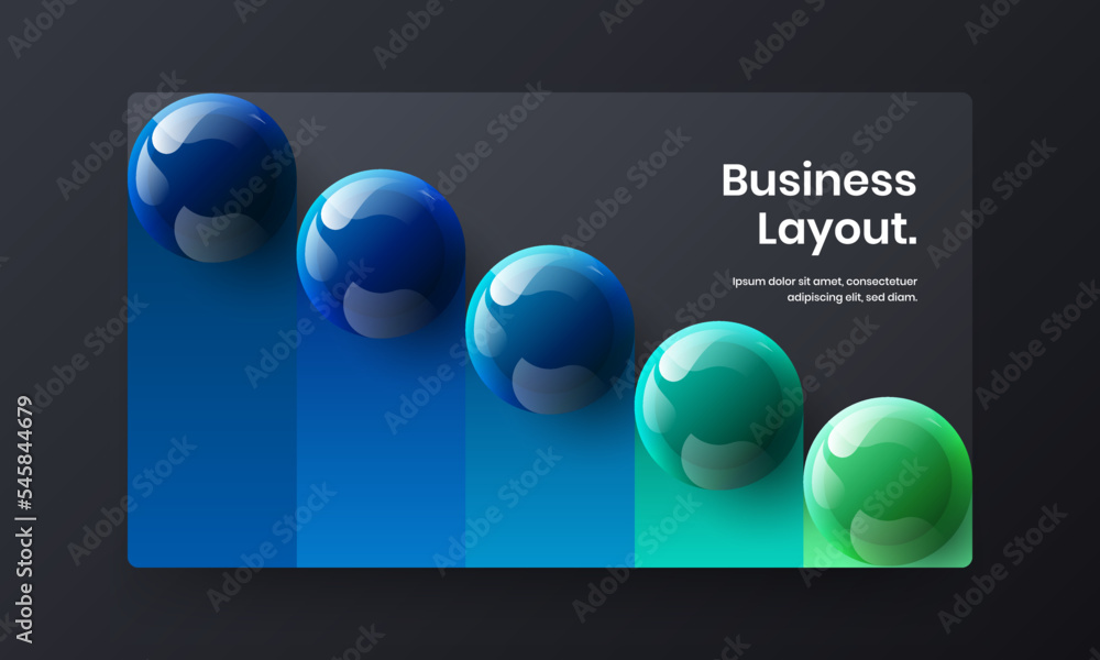 Modern website screen vector design template. Simple realistic balls company cover concept.