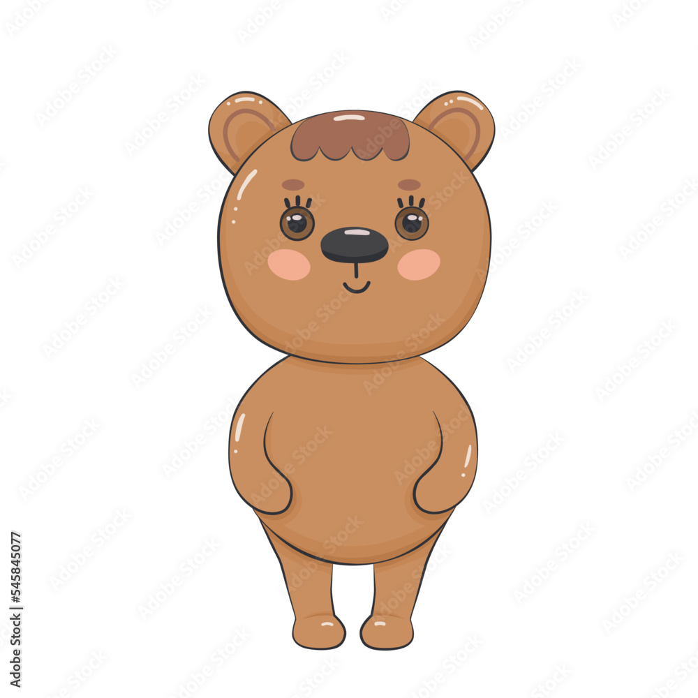 Cute cartoon bear. Baby animal for kids design. Vector illustration isolated on white. Cute cartoon bear. Baby animal for kids design. Vector illustration isolated on white.