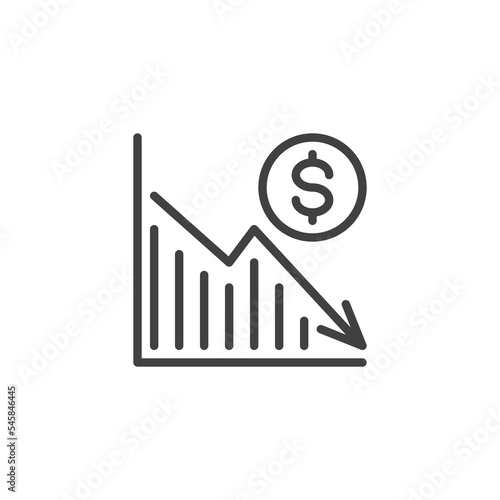 Economic recession line icon