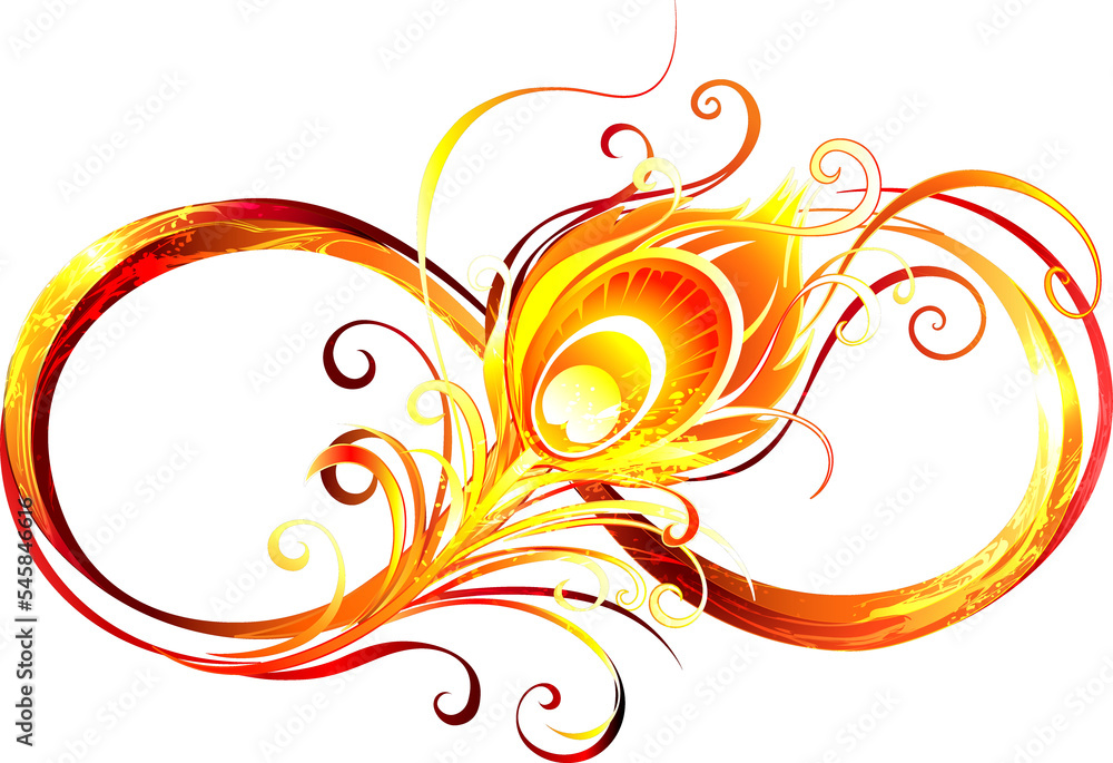 Fiery Infinity Symbol with Peacock Feather Fiery Infinity Symbol with Peacock Feather