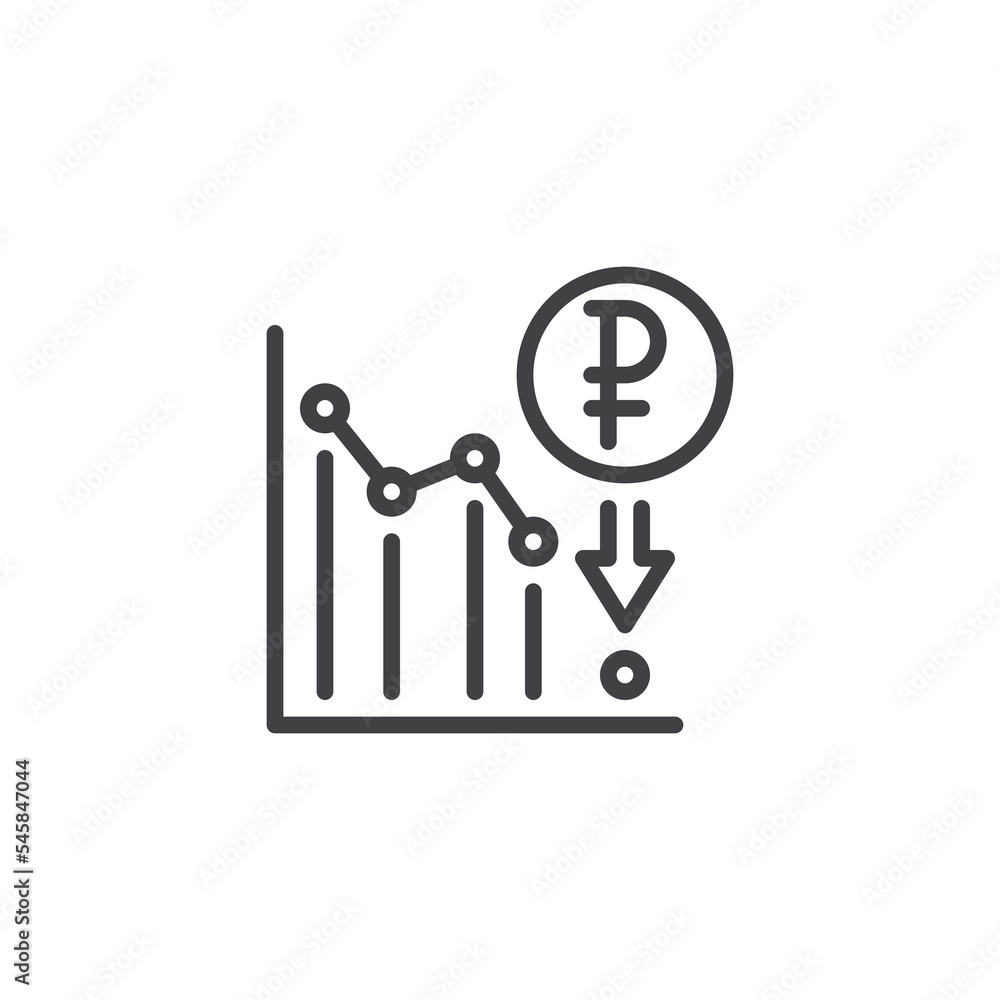 Ruble decline line icon Ruble decline line icon
