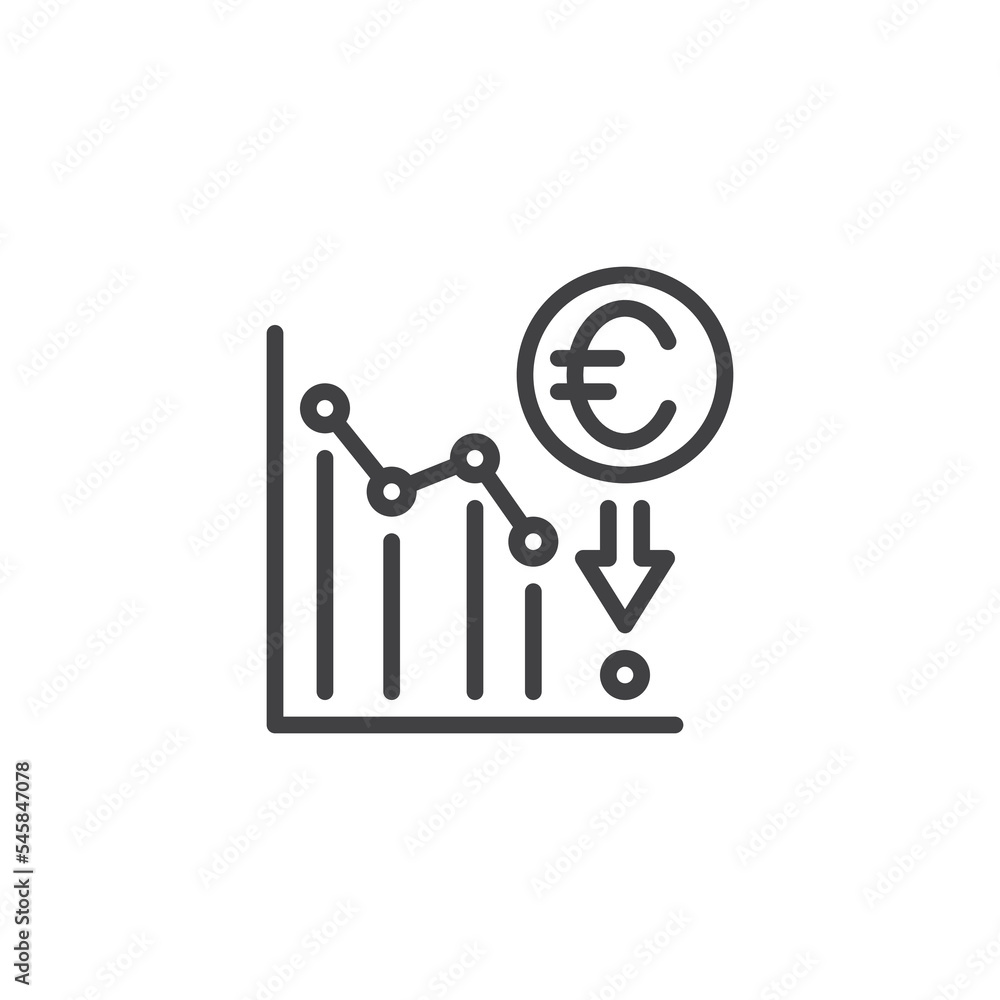 Euro decline line icon Euro decline line icon