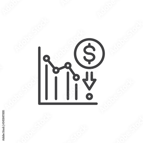 Dollar decline line icon