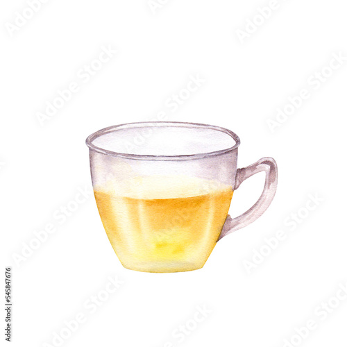 Cup of tea. Watercolor illustration isolated on white background