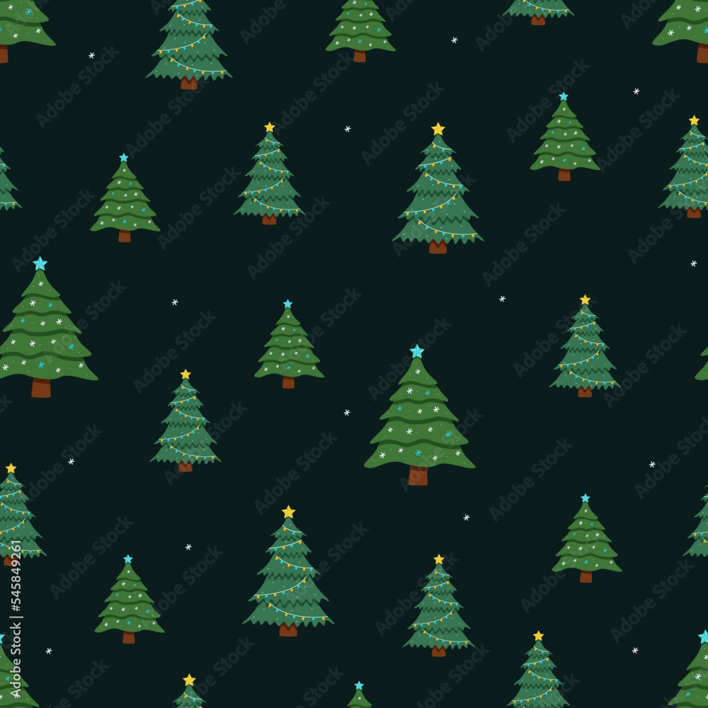 Seamless Christmas tree pattern. Background vector concept of winter and new year.