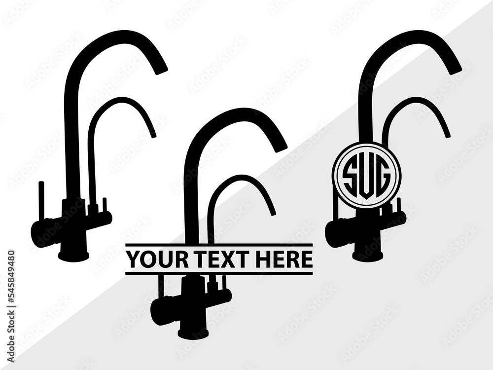 Faucet Monogram, Faucet Silhouette, Faucet SVG, Plumber Svg, Water Tap