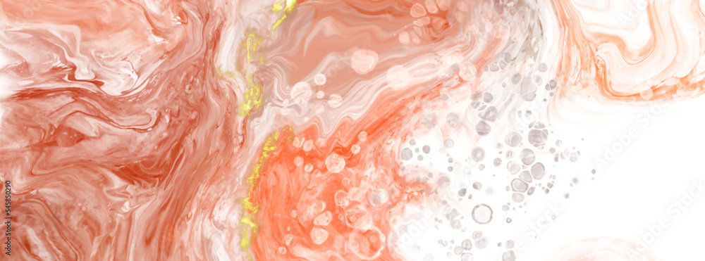 Fototapeta premium Vector coral banner. Hand drawn abstract paint brush stroke.
