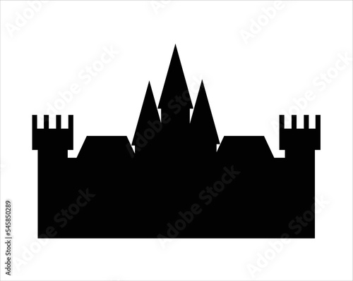 vector icon design of a black castle which is usually synonymous with halloween day or the abode of dracula or vampires