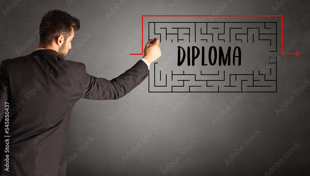 businessman drawing maze concept businessman drawing maze concept